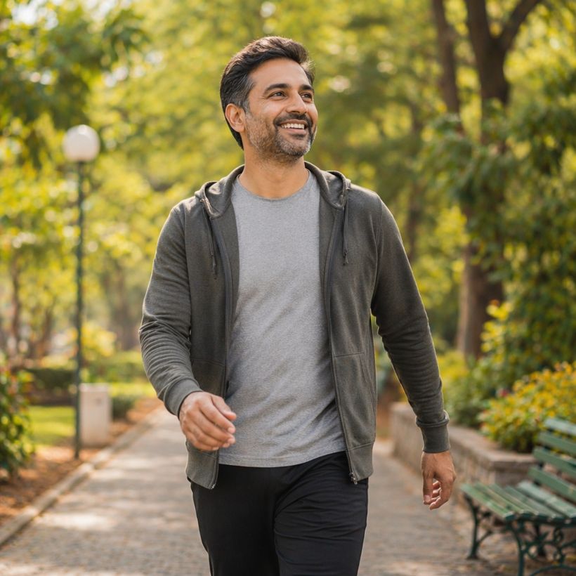 Active person enjoying relief and freedom outdoors